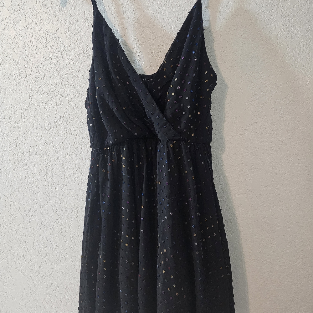 As U Wish Black Mini Dress with Subtle Sparkle